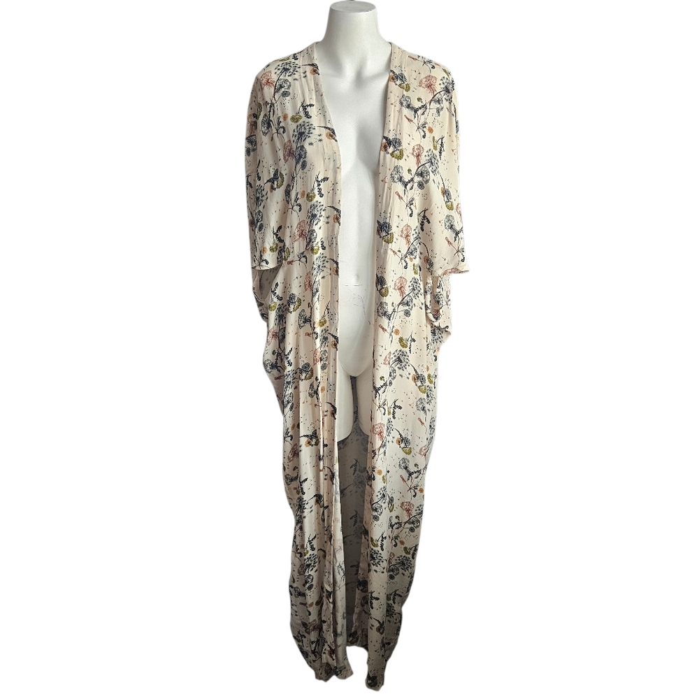 Anthropologie Bel Kazan Ivory‎ Sadie Floral Kaftan Duster OS Fairycore Boho